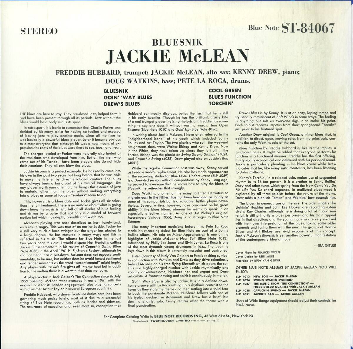 A00592186/LP/ジャッキー・マクリーン (JACKIE McLEAN)「Bluesnik (1991年・BN-4067・ハードバップ)」の画像2