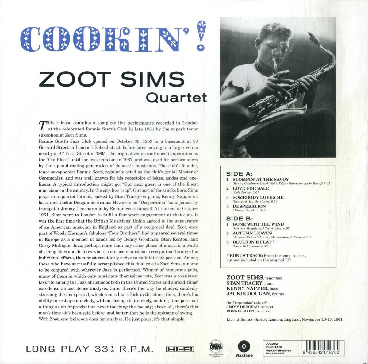 A00592224/LP/Zoot Sims「Cookin!(重量盤)」_画像2