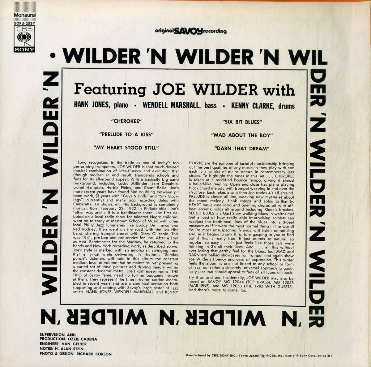 A00591938/LP/ジョー・ワイルダー (JOE WILDER)「Wilder N Wilder (1974年・SOPU-20SY・バップ)」の画像2
