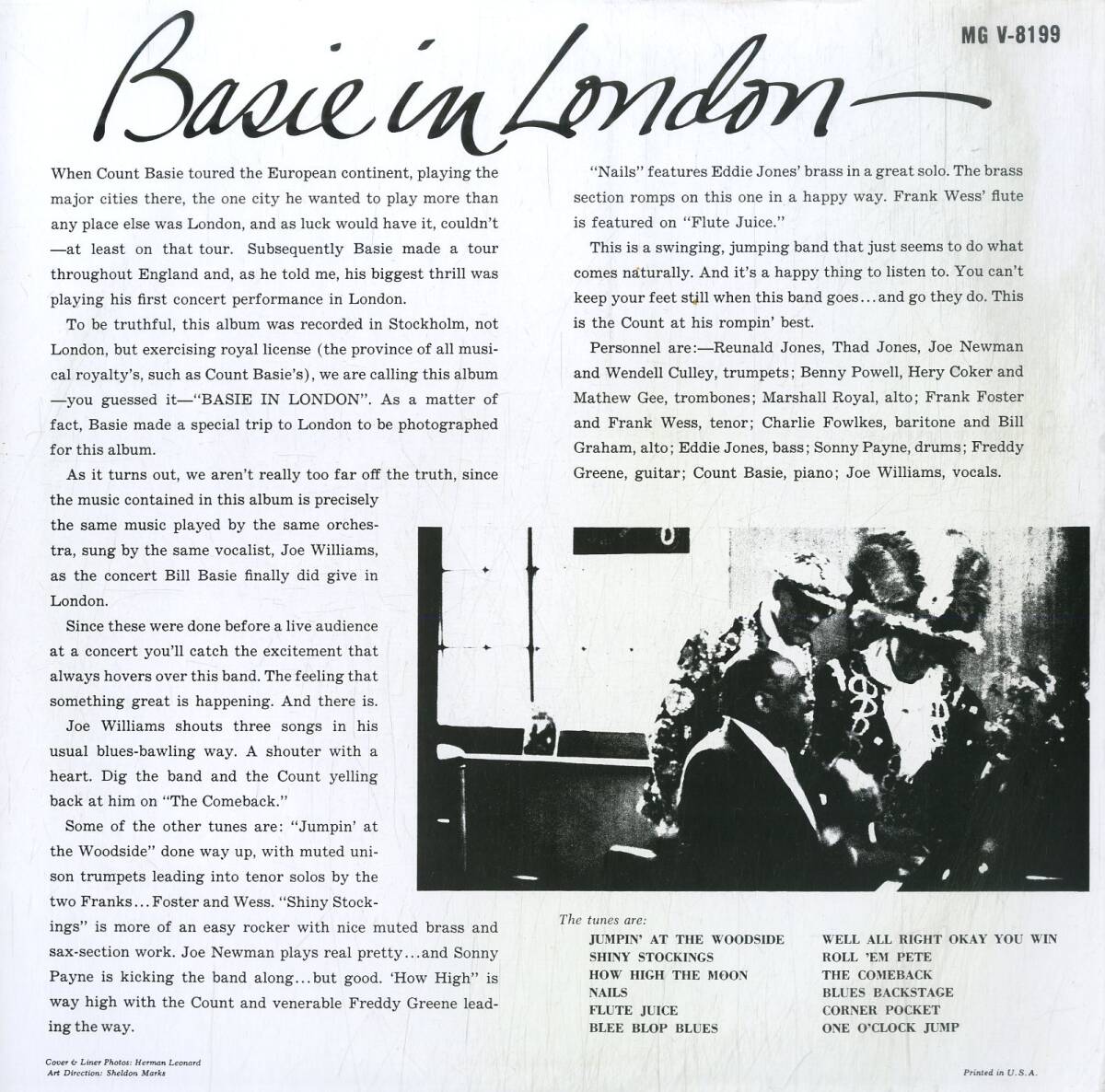 A00591339/LP/カウント・ベイシー楽団「Basie In London (1989年・25MJ-3605・予約限定生産・180g重量盤・ビッグバンドJAZZ）」_画像2
