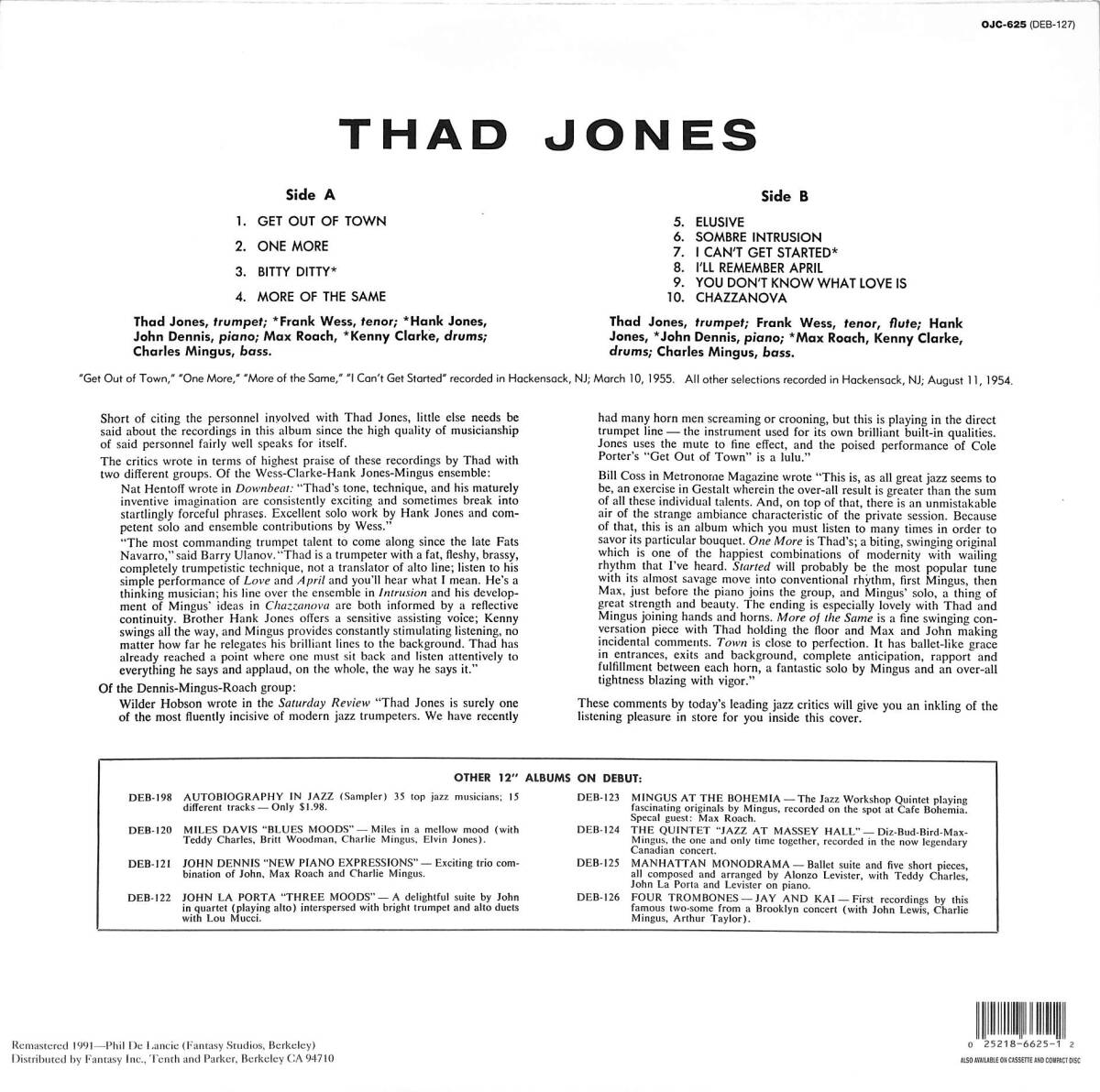 A00591695/LP/Thad Jones「Thad Jones」_画像2