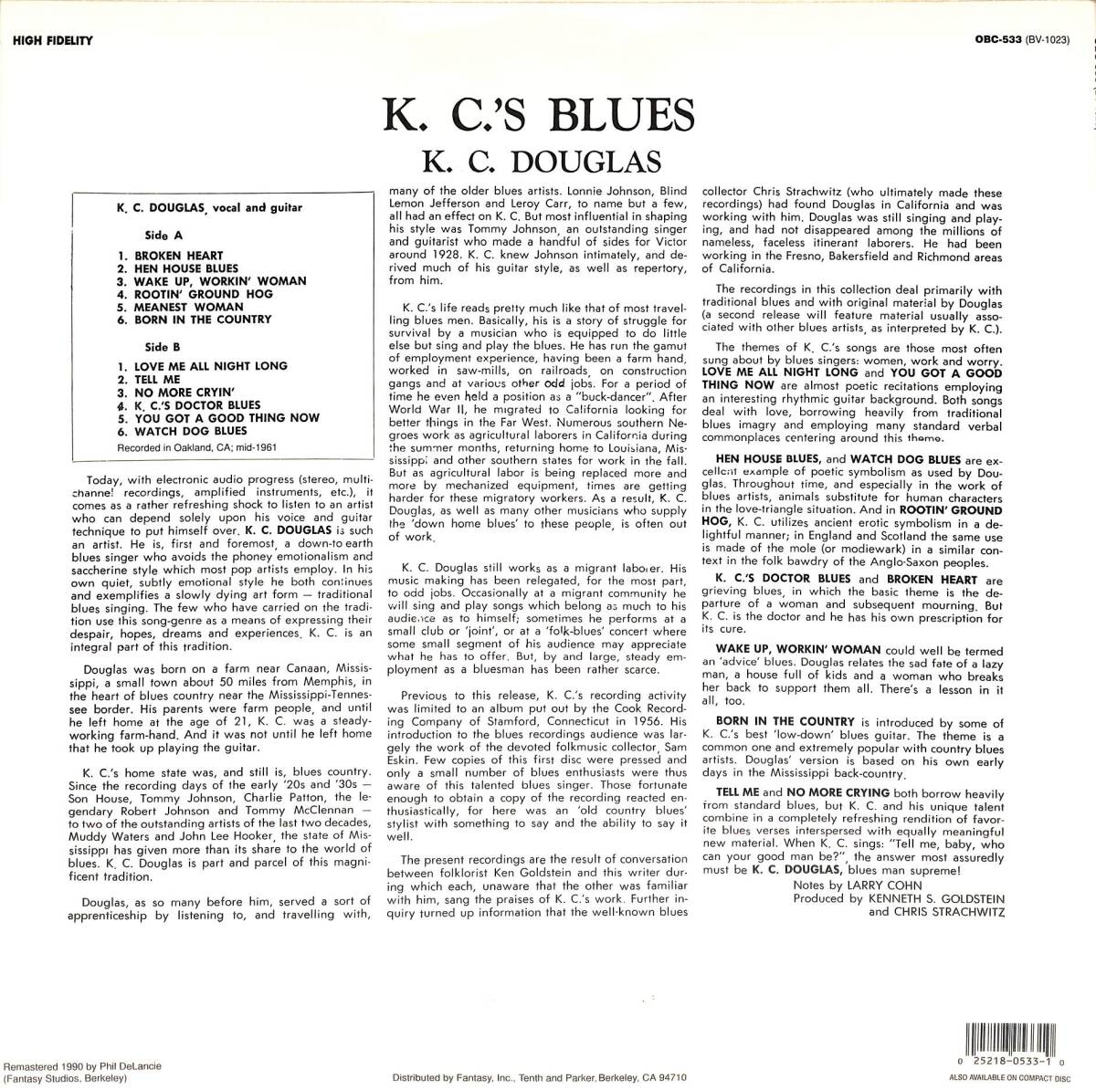 A00591406/LP/K.C.ダグラス (K.C. DOUGLAS)「K.C.s Blues (1990年・OBC-533・カントリーブルース・BLUES)」の画像2