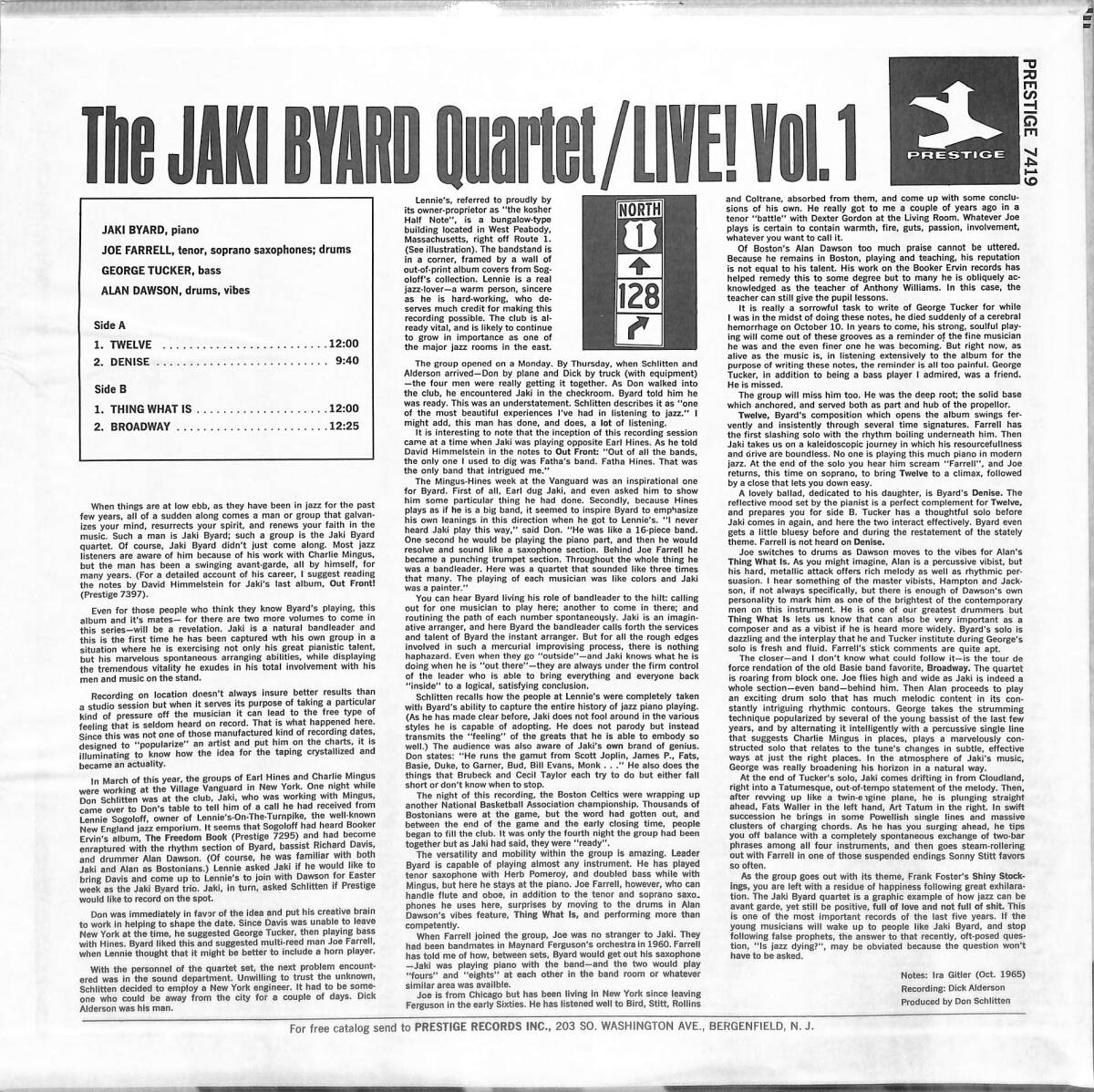 A00591790/LP/Jaki Byard Quartet「Live! Vol. 1」の画像2