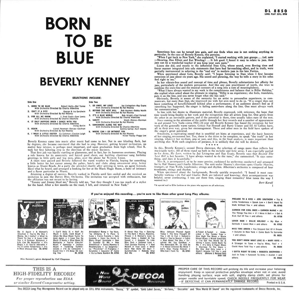 A00590761/LP/ベヴァリー・ケニー(BEVERLY KENNEY)「Born To Be Blue (1994年・MVJJ-30033・STEREO・ヴォーカル)」の画像2