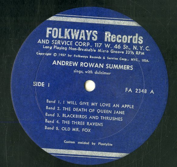 A00592744/LP/アンドリュー・ローワン・サマーズ「Andrew Rowan Summers (FA-2348・アパラチア音楽・フォーク)」の画像3