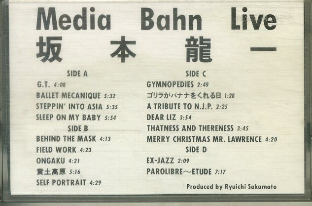 F00025431/カセット/坂本龍一 (YMO)「Media Bahn Live (1986年・宣伝盤・シンセポップ)」の画像1