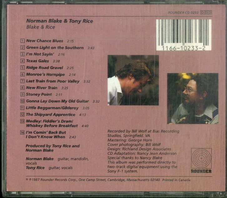 D00160662/CD/ノーマン・ブレイク & トニー・ライス「Blake & Rice (CD-0233・ブルーグラス・BLUEGRASS)」_画像2