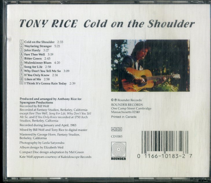 D00160745/CD/トニー・ライス (TONY RICE)「Cold On The Shoulder (ROUNDER-CD-0183・ブルーグラス・BLUEGRASS)」の画像2