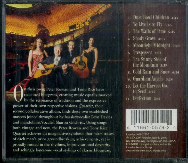 D00160752/CD/ピーター・ローワン & トニー・ライス (PETER ROWAN & TONY RICE)「Quartet (2007年・ROUNDER-11661-0579-2・ブルーグラスの画像2