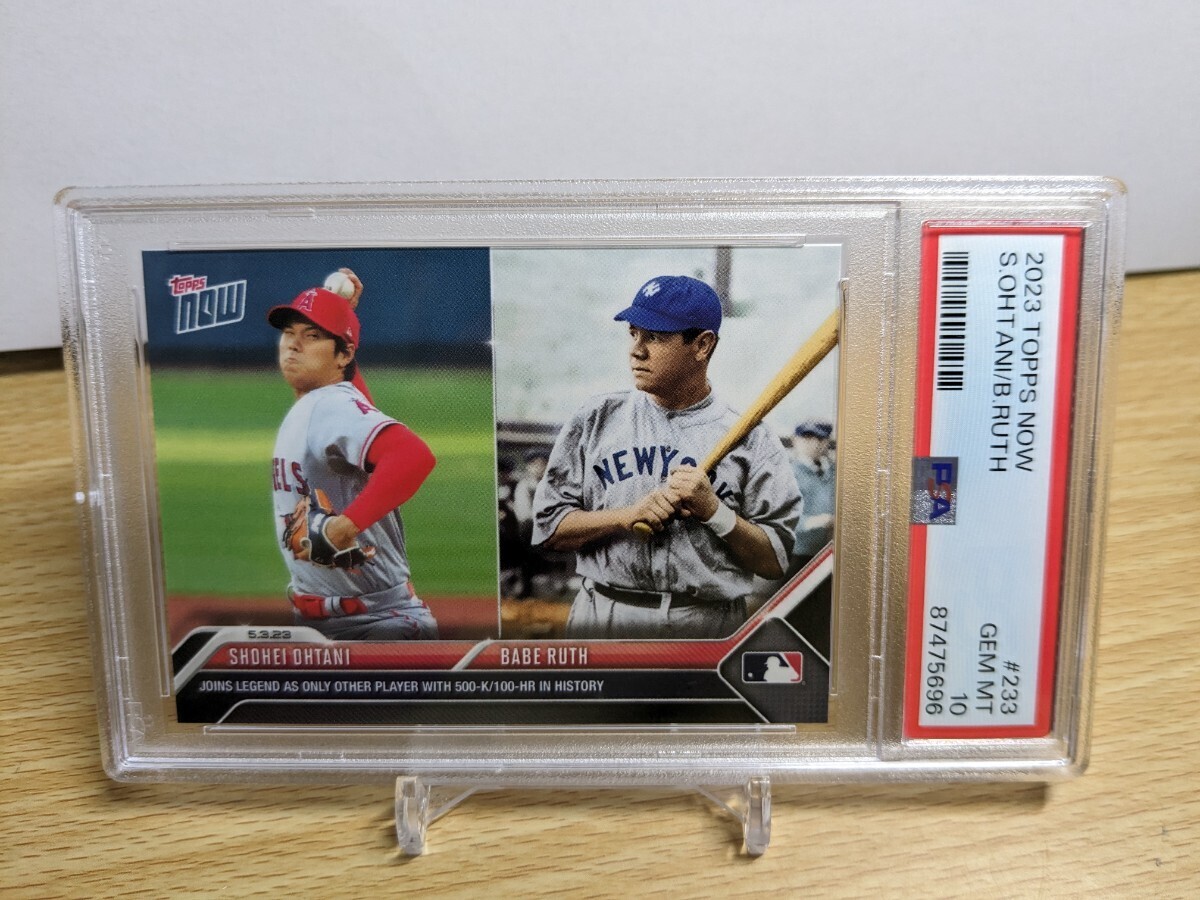 【PSA10】 2023 Topps Now PSA10】大谷翔平＆ベーブルース◆ 100HR&500奪三振 （ Shohei Ohtani ）の画像1