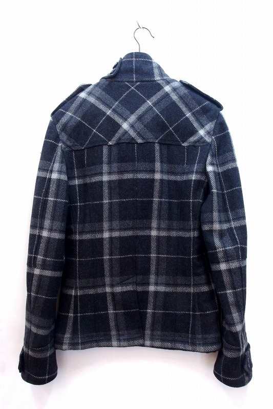 D&Gti- and ji- check pattern wool pea coat men's *46 charcoal gray 