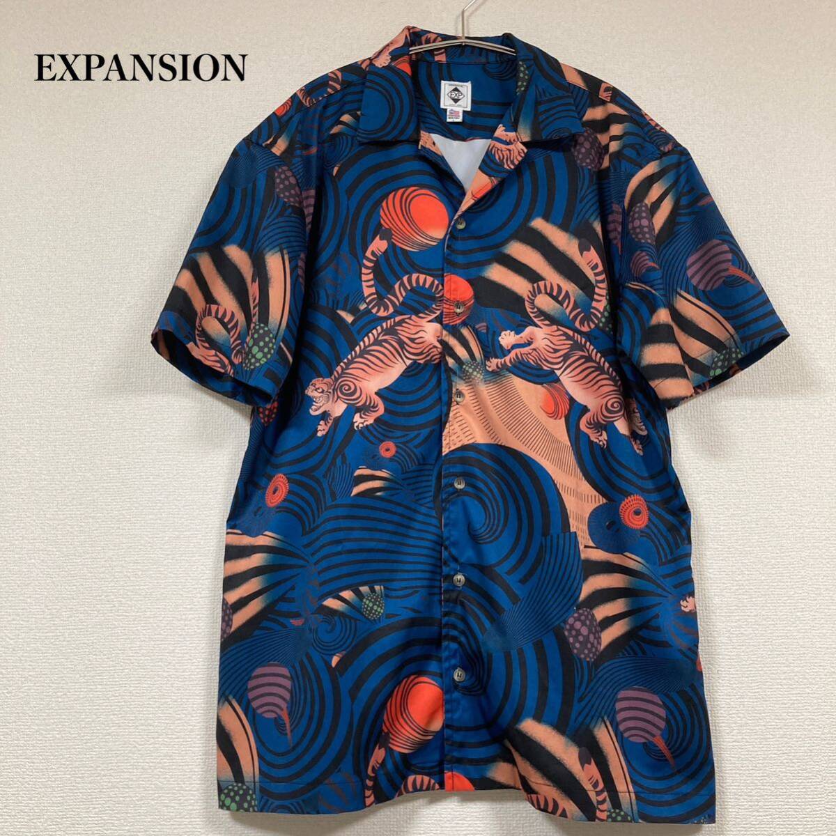 【ヴィンテージ】 エクスパンション アロハシャツ オープンカラー 半袖 虎_画像1