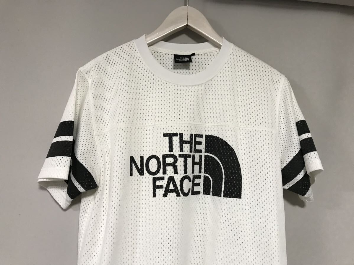 美品本物ノースフェイスTHENORTHFACEメッシュロゴプリント半袖Tシャツメンズサーフアメカジミリタリーワークストリート白ホワイトL_画像2