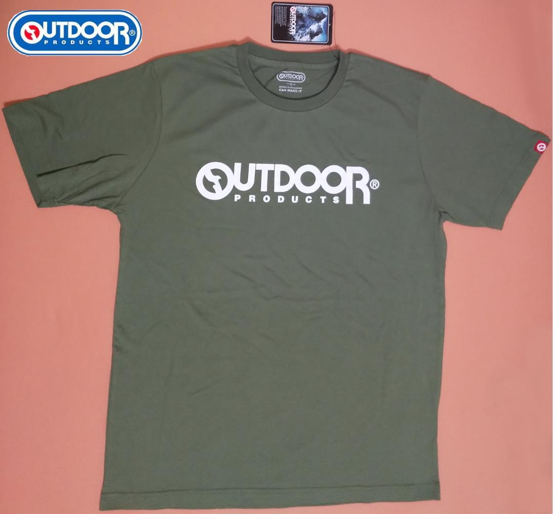 新品タグ付き Outdoor Tシャツ 綿100％ LLサイズ カーキ 大きいサイズ コットンシャツ アウトドアロゴ 