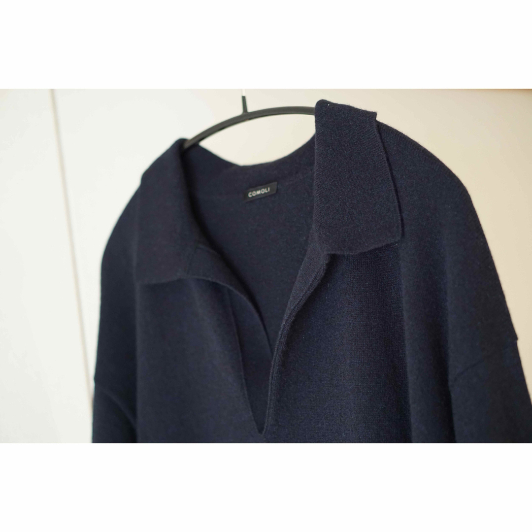 COMOLI カシミヤスキッパーニット（navy）Size F