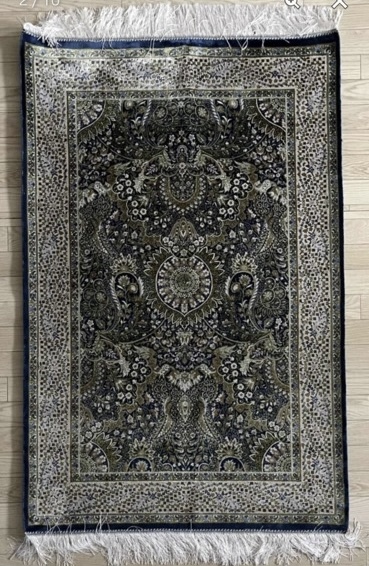 百貨店展示品 Negin Mashhad Helel工房 シルク100％ 最高峰225万ノット イラン産 手織り 高級ペルシャ絨毯 101×152cm #19の画像2