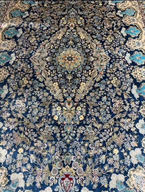 百貨店展示品　Negin Mashhad Helel工房　大判　シルク100％　 最高峰225万ノット　イラン産　手織り 高級ペルシャ絨毯 202×303cm #11_画像7