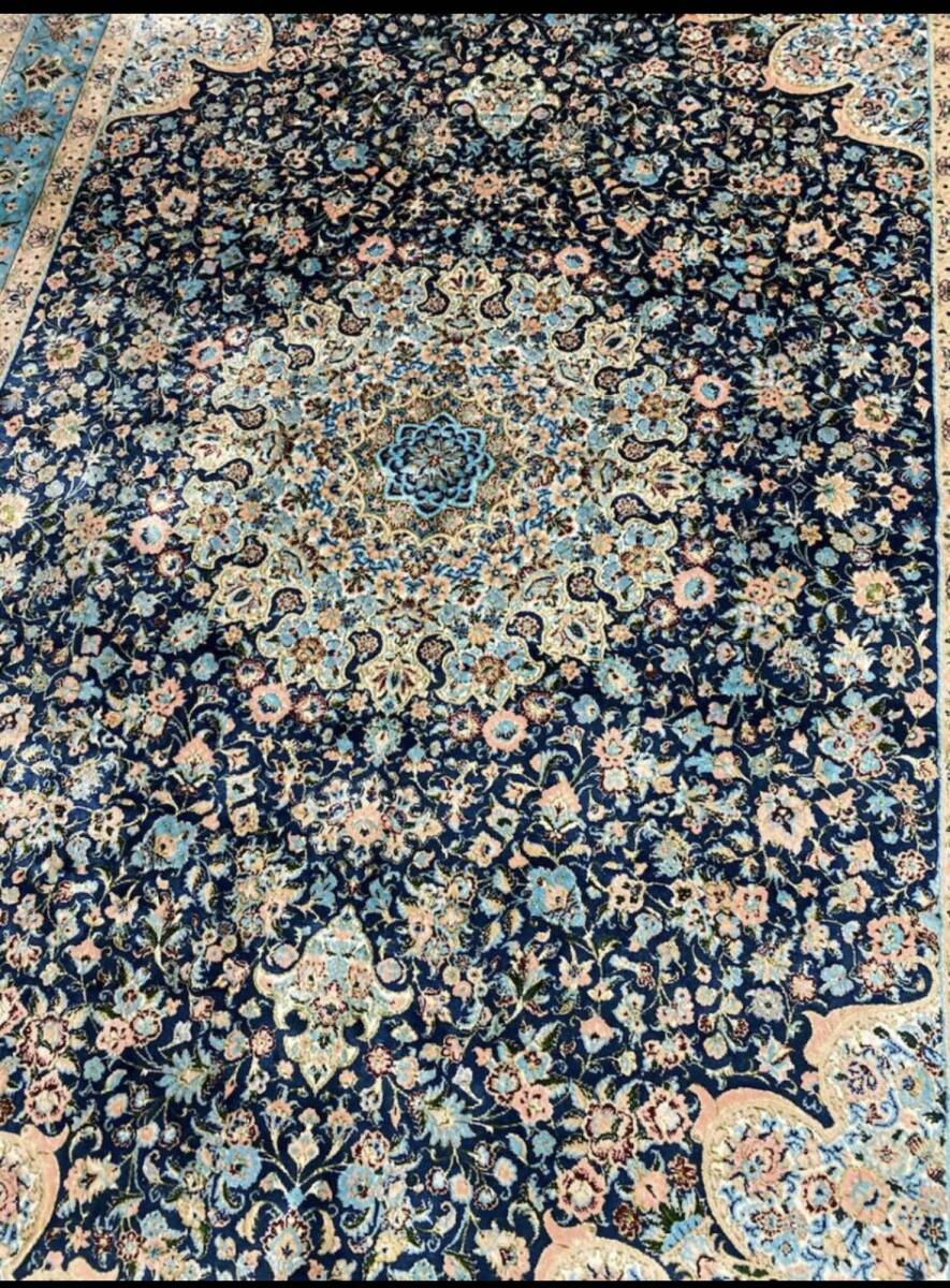 百貨店展示品 シルク100％ 最高峰225万ノット イラン産 手織り 高級ペルシャ絨毯 101×152cm #9の画像7