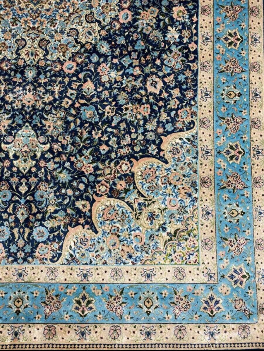 百貨店展示品 シルク100％ 最高峰225万ノット イラン産 手織り 高級ペルシャ絨毯 101×152cm #9の画像6
