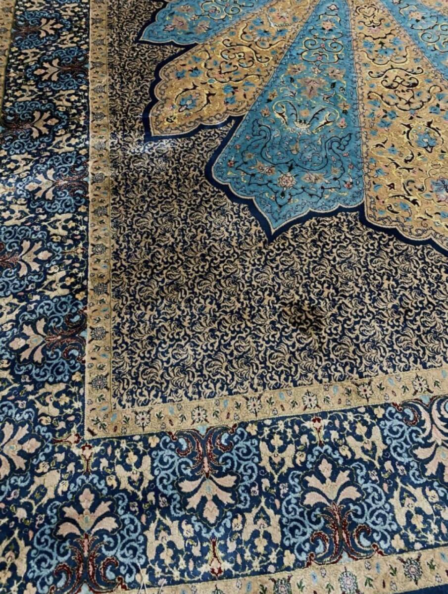 百貨店展示品 シルク100％ 最高峰225万ノット イラン産 手織り 高級ペルシャ絨毯 148×223cm #4の画像6