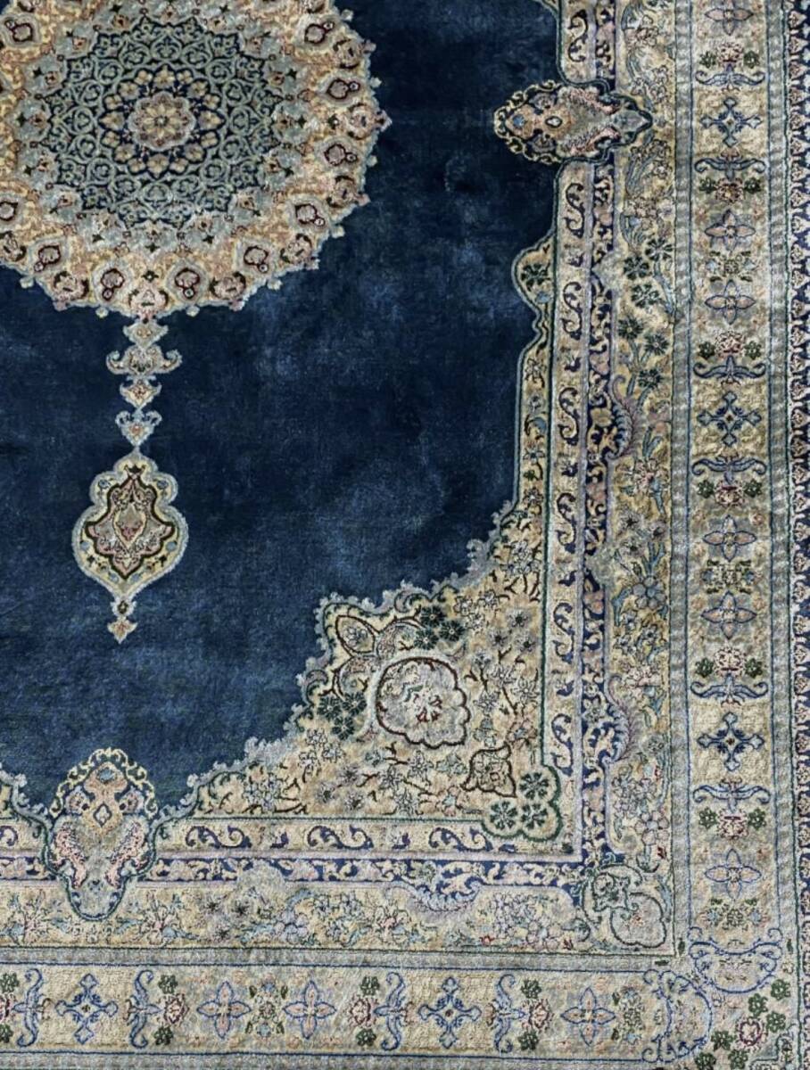 百貨店展示品 シルク100％ 最高峰225万ノット イラン産 手織り 高級ペルシャ絨毯 101×152cmの画像8