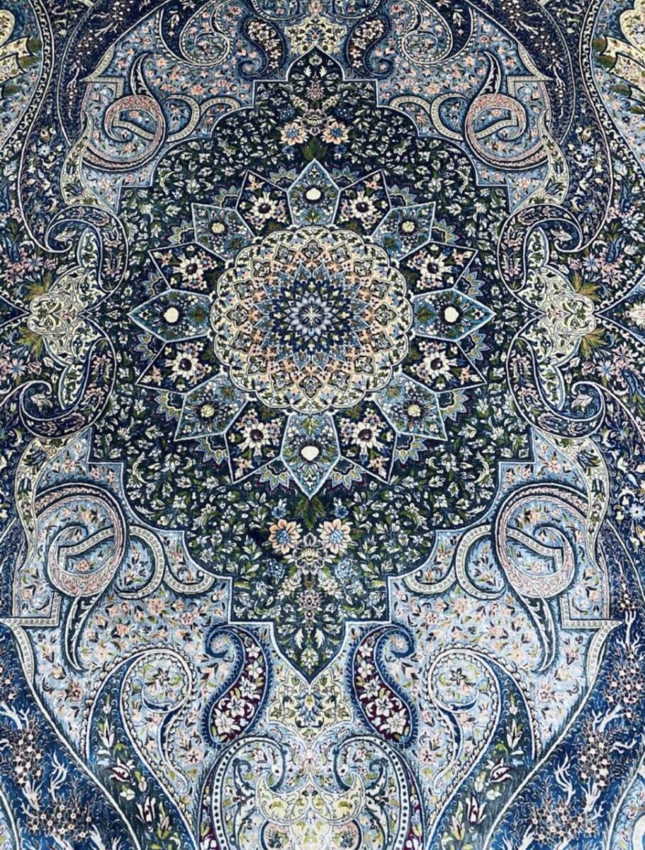 百貨店展示品　Negin Mashhad Helel工房　大判　シルク100％　 最高峰225万ノット　イラン産　手織り 高級ペルシャ絨毯 202×303cm #12