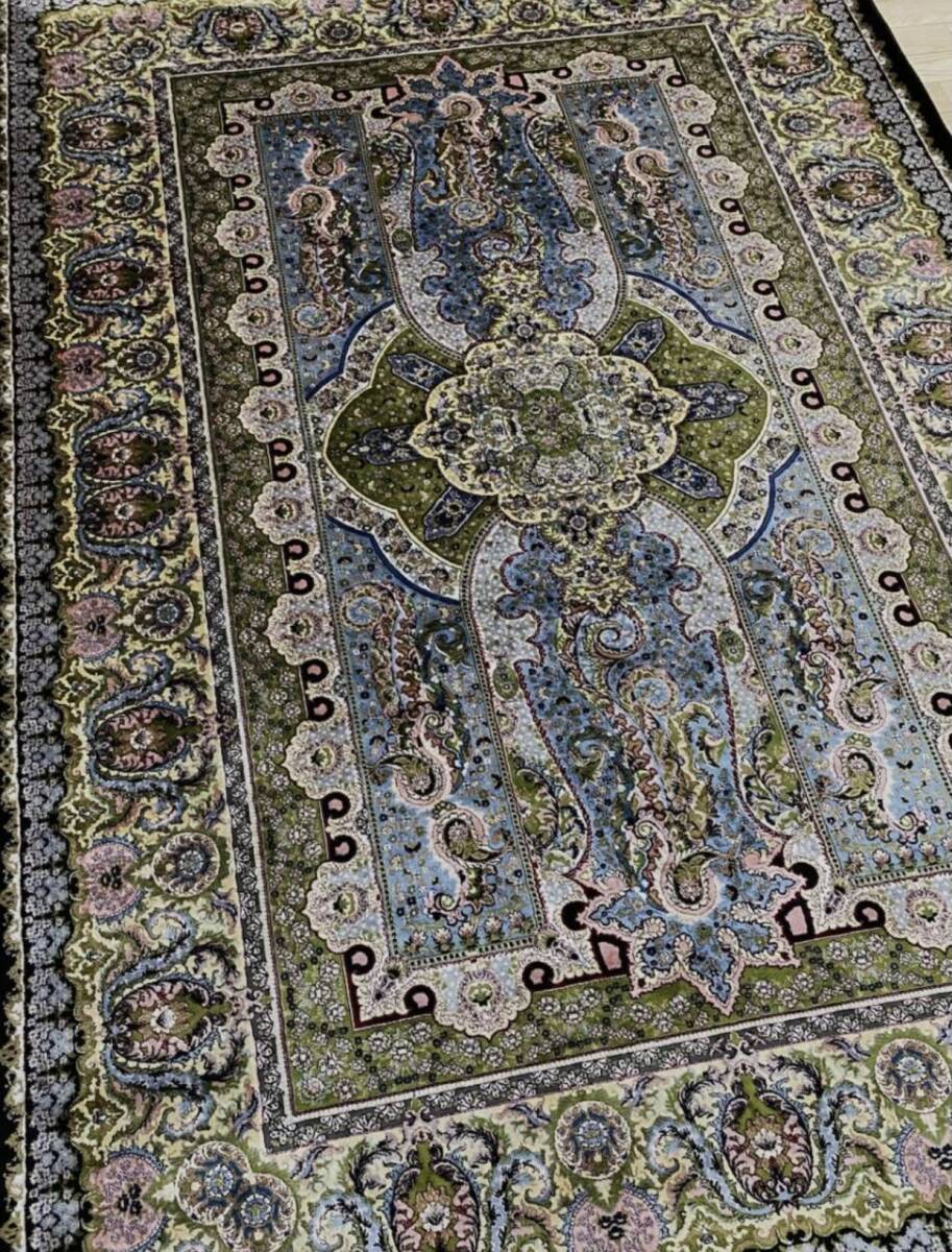 百貨店展示品 Negin Mashhad Helel工房 シルク100％ 最高峰225万ノット イラン産 手織り 高級ペルシャ絨毯 148×223cm #2の画像6