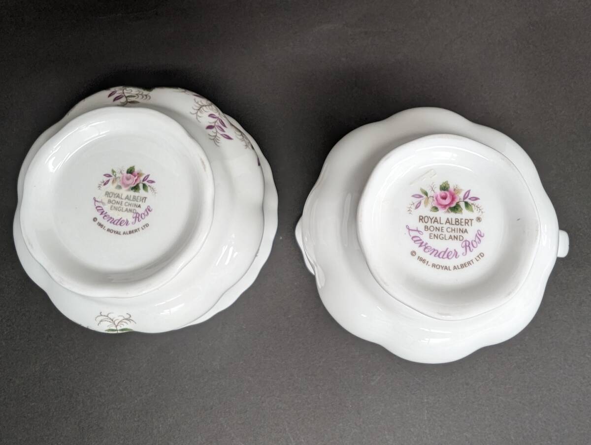 T41 美品 ROYAL ALBERT LAVENDER ROSE ロイヤルアルバート ラベンダーローズ ティーポット+ ミルクジャグ +シュガーボウル 3点セット の画像8