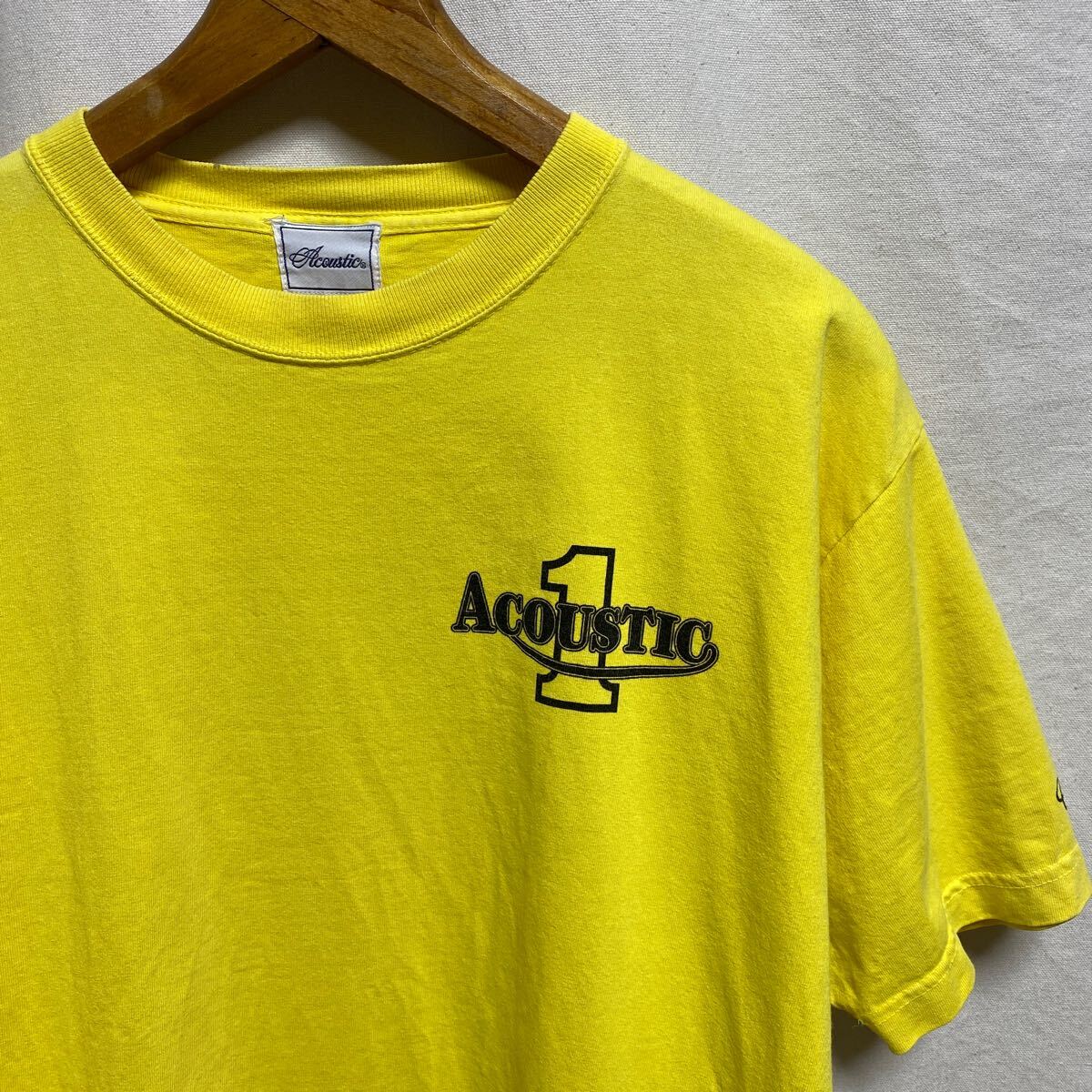 ACOUSTIC ロゴプリントTシャツ　イエローXL ワンポイント　バックプリント　ロゴプリント　半袖Tシャツ　アコースティック_画像6