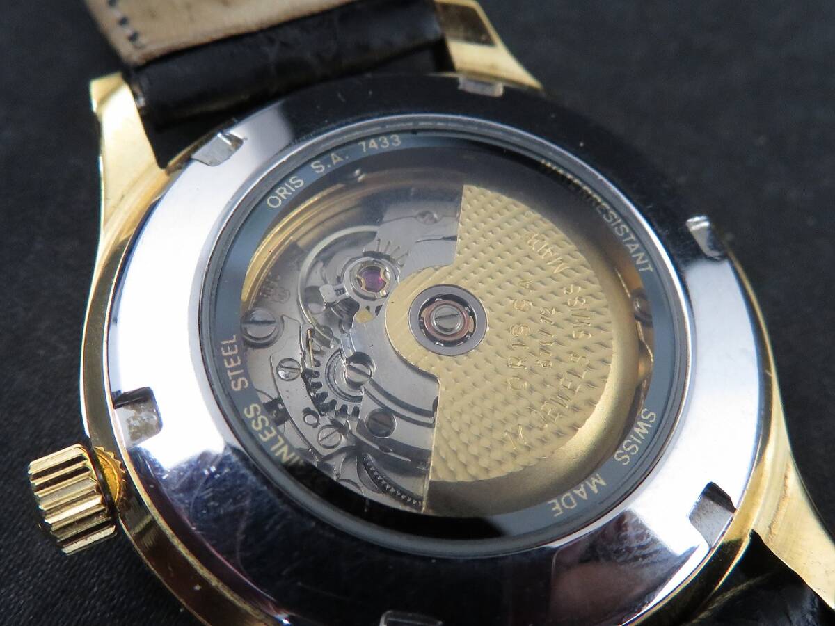 ORIS オリス コンプリケーション ムーンフェイズ S.A.7433 トリプルカレンダー 裏透け 自動巻き メンズ腕時計の画像9