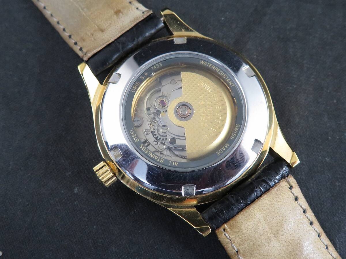 ORIS オリス コンプリケーション ムーンフェイズ S.A.7433 トリプルカレンダー 裏透け 自動巻き メンズ腕時計の画像8