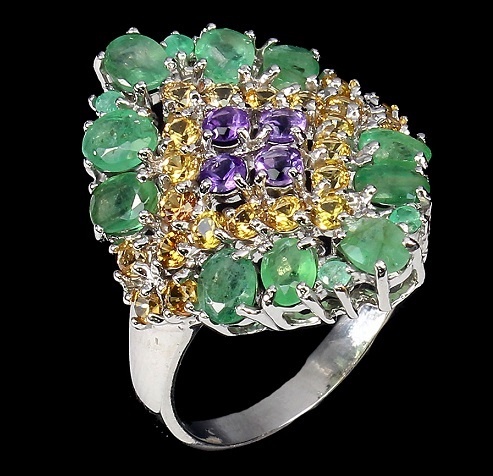 [ beautiful beauty ] emerald * sapphire * amethyst * ring 