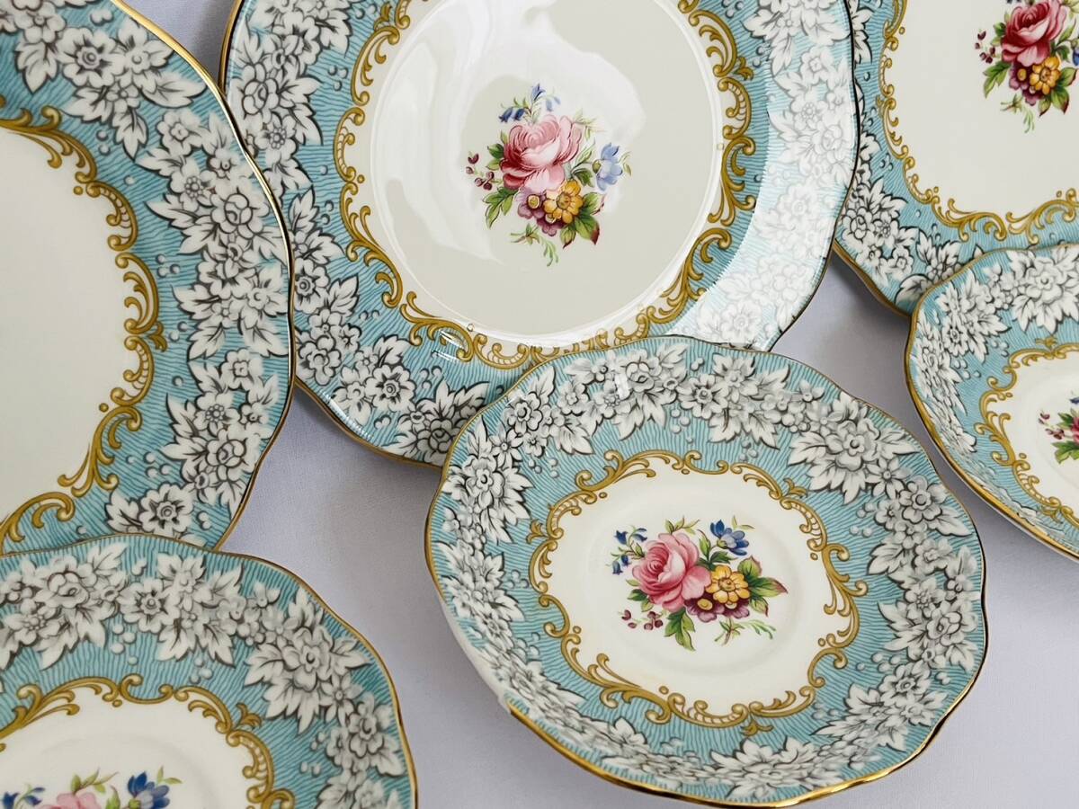 〇館y56 ROYAL ALBERT Enchantment ロイヤルアルバート エンチャンメント お花柄 カップ&ソーサー&プレート 3客セット 小皿 プレート_画像3