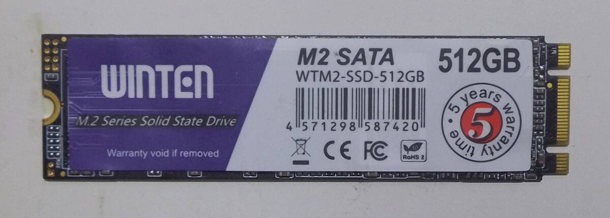 SSD M.2 SATA Type2280 ５１２GB 正常判定 本体のみ　ＷＩＮＴＥＮ製_画像1