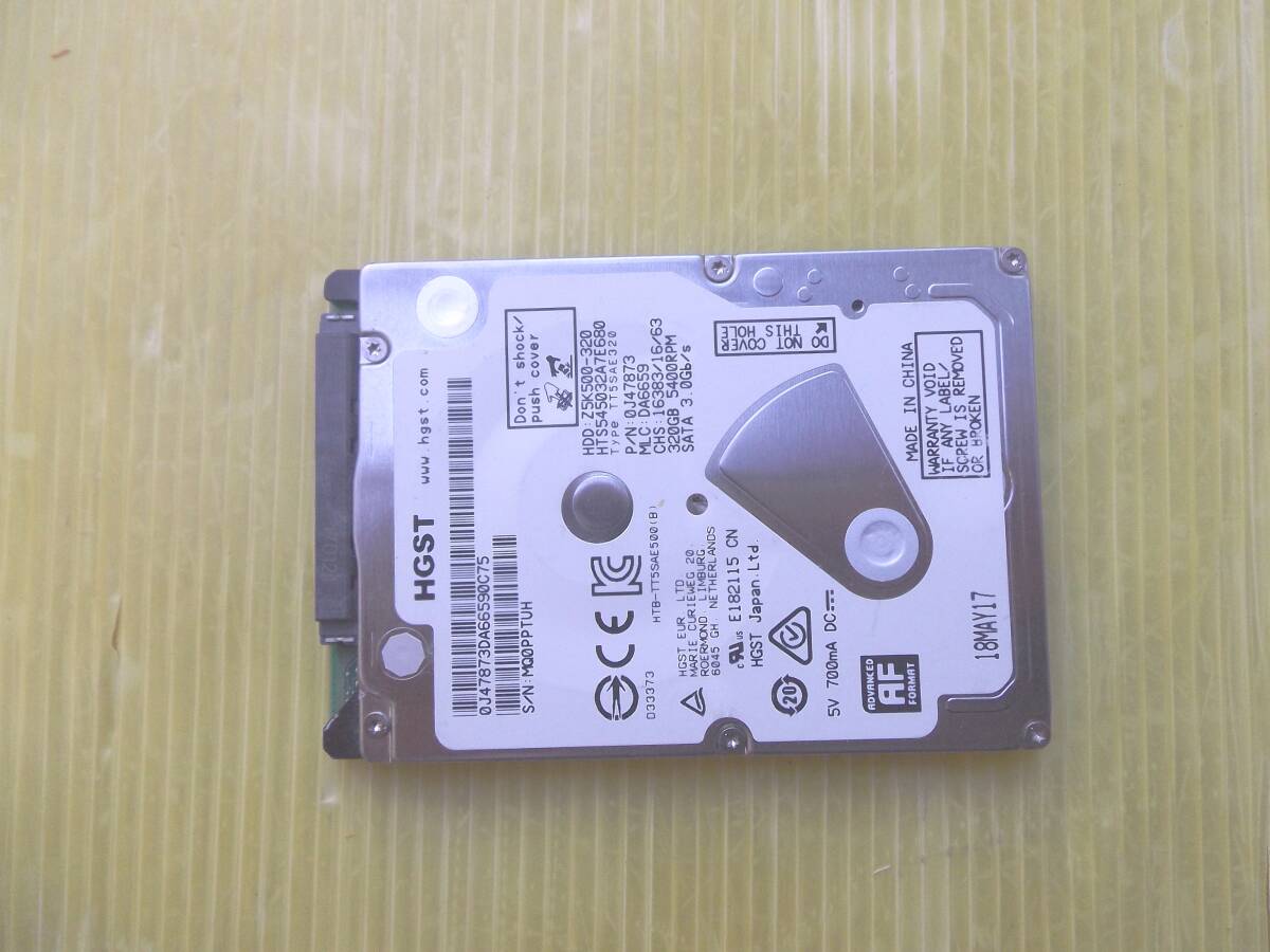  light type 7mm HGST made ( Hitachi ) 320Gb HDD Note for | normal judgment windows11 Office2021 install ending 