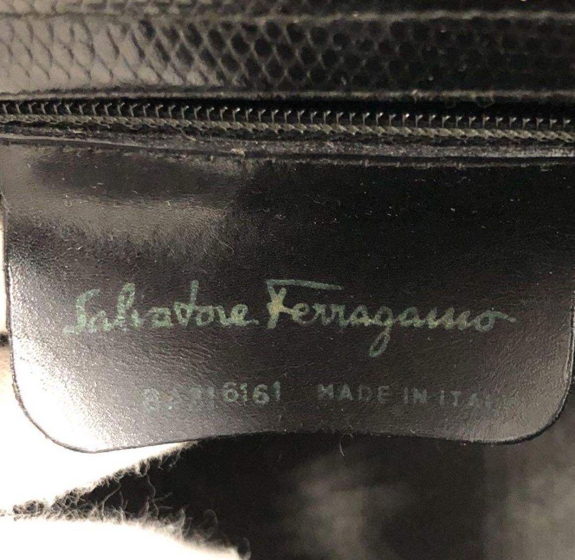 ferragamo サルヴァトーレフェラガモ ハンドバッグ バケツ型 リザード ゴールド金具の画像9