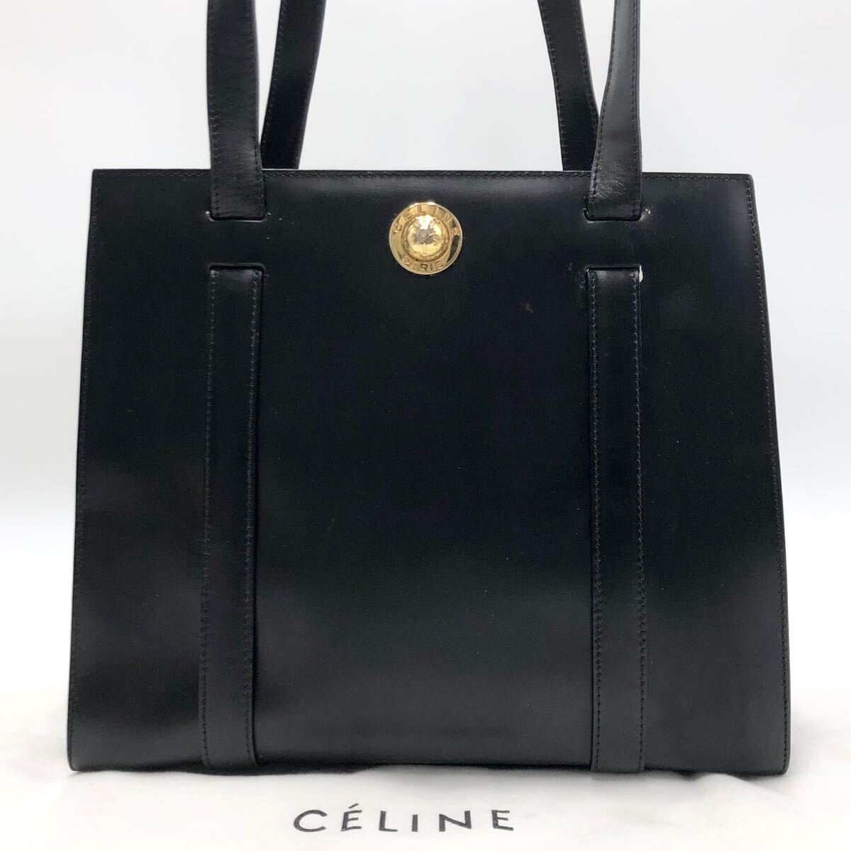 CELINE セリーヌ スターボール ゴールド金具 ショルダーバッグ トートバッグ カーフレザー ブラック 黒 ビンテージ　イタリア製_画像1