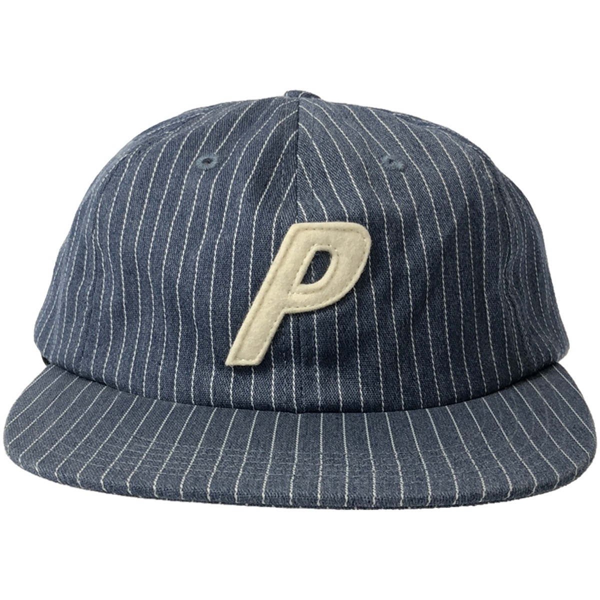 PALACE SKATEBOARDS パレススケートボーズ 16AW PAL HAT DENIM STRIPE ストライプデニムベースボールキャップ インディゴ F ITMGAXVFF1DGの画像1