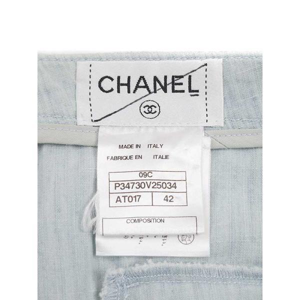 CHANEL シャネル シャンブレーフレアニーデニムパンツ サックスブルー 42 ITPKG69L4NBE