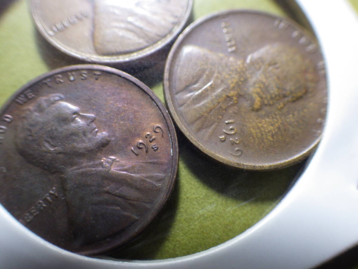 アメリカ１セント硬貨３種類 １９２９年 コレクター放出品の画像3