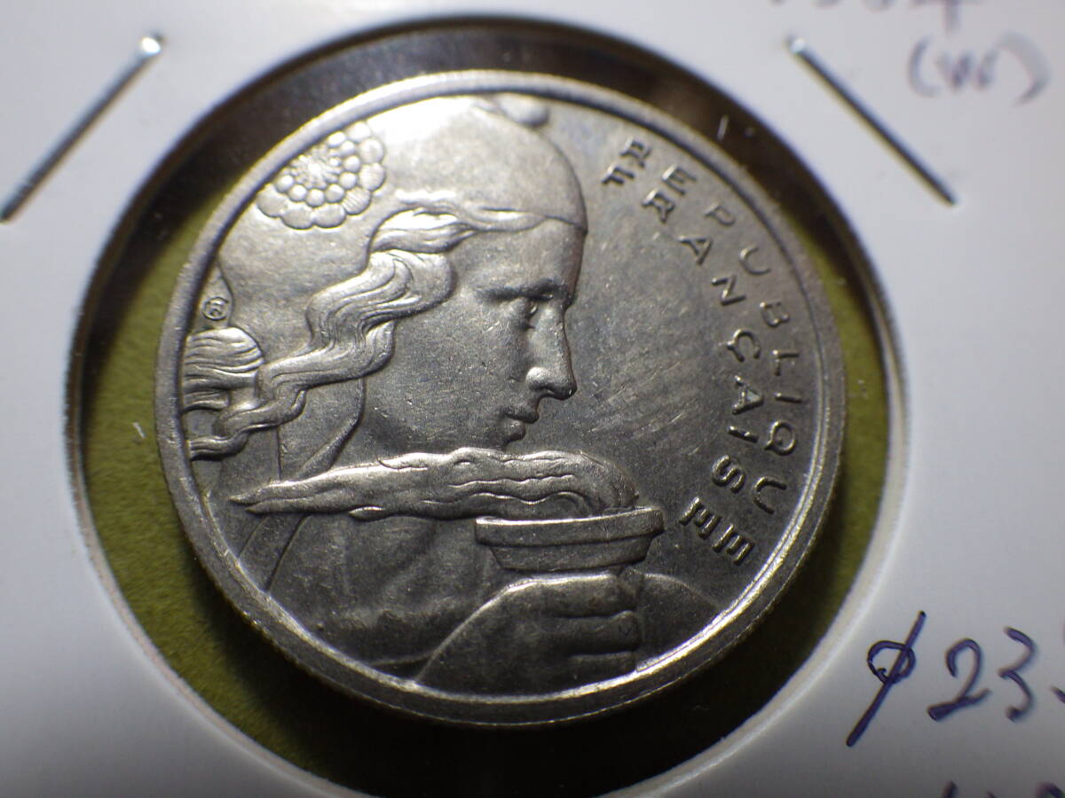 フランス １９５８年W １００フラン硬貨 コレクター放出品の画像1