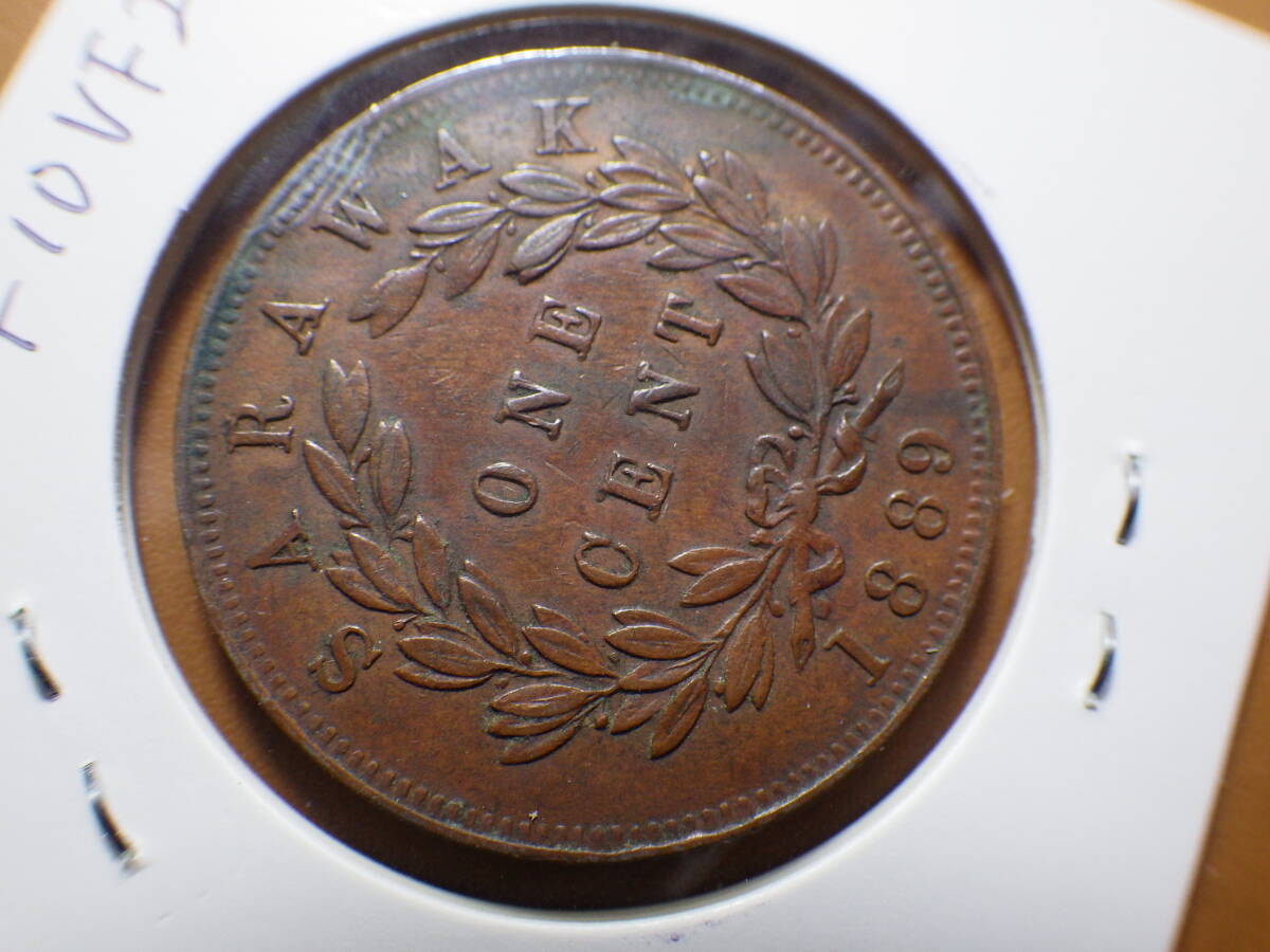 サラワク １８８９年 １セント銅貨 コレクター放出品の画像5