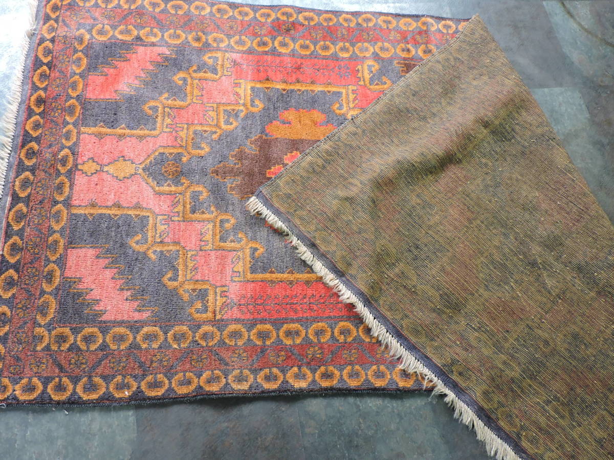 A014☆キリム　手織り　ラグ　絨毯　　サイズ200ｘ100　玄関マット　民族　民芸_画像8