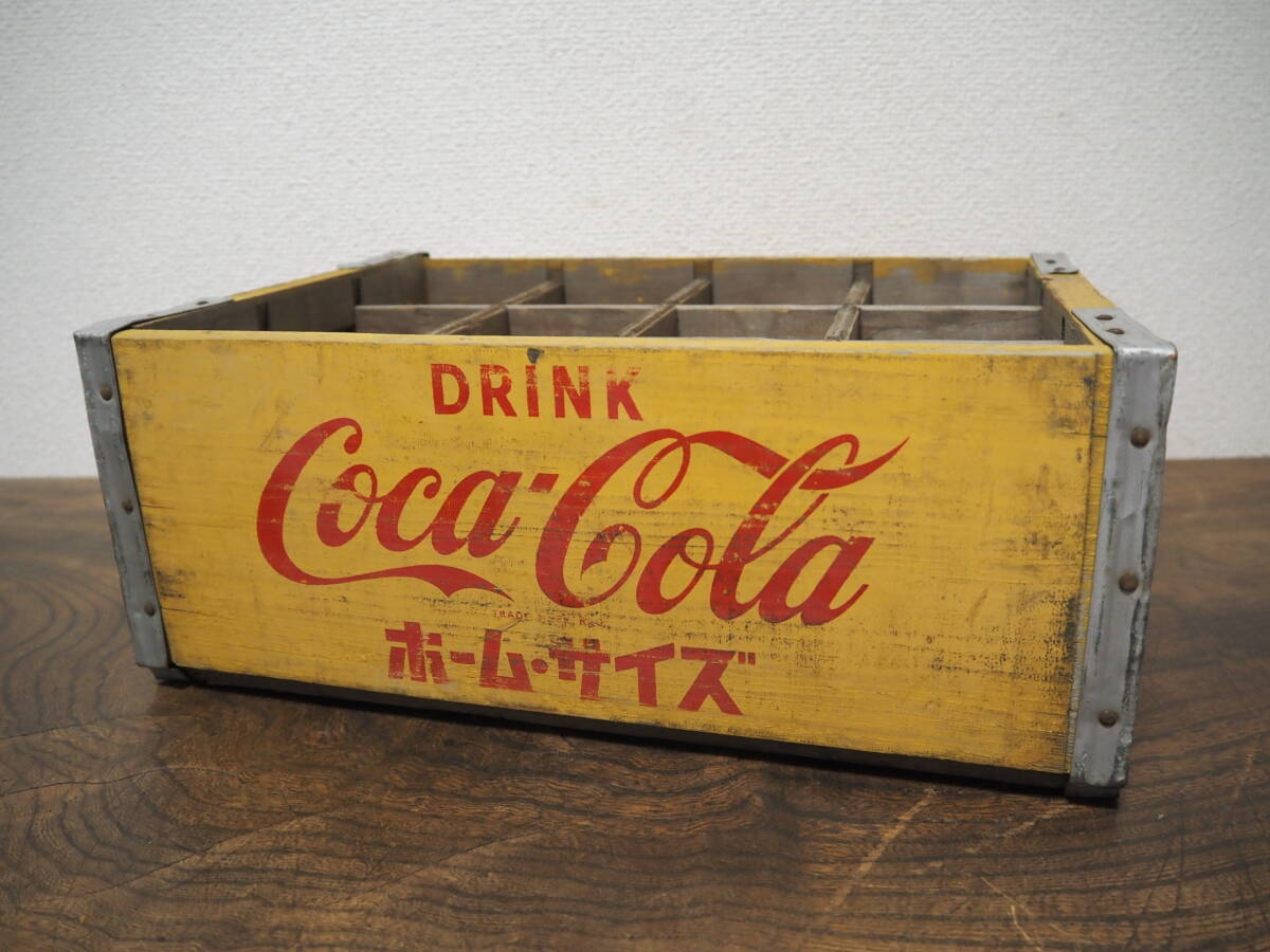  Vintage Coca Cola COCA-COLA Home размер из дерева бутылка кейс старый дерево коробка * Showa Retro подлинная вещь дерево box пустой коробка место хранения экспозиция 