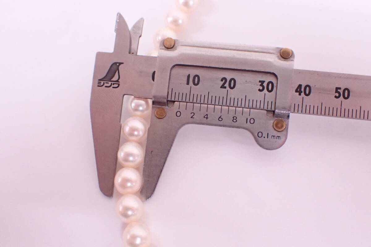 最高級ジュエリー SV925 アコヤ真珠 パール 本真珠 7～7.5mm ネックレス 32.6g ケース ソーティング付き P04093の画像9