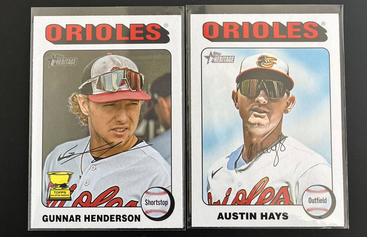 2024 Topps Heritage Baseball Austin Hays Gunnar Henderson Orioles SP White Border Parallel Base #13 #24 MLB 2枚の画像1