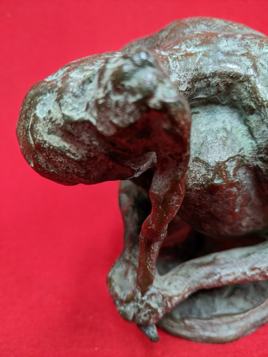 彫刻家 峯孝 ブロンズ銅『かみ』 裸婦像 置物 共箱 高12cm 重2.1kg_画像7