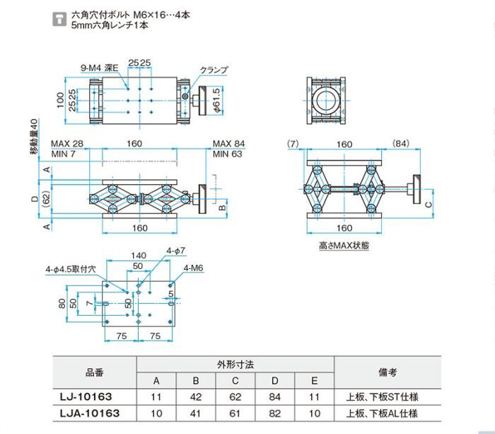 シグマ光機　精密ラボジャッキ手動ステージ LJA-10163 と思われる　１６０×１００×７９～１２６_画像3
