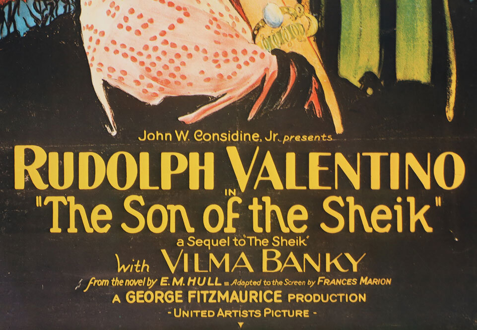 映画ポスター、『熱砂の舞い」The Sun of The e Sheik 1926年公開 ルヅルフ・ヴァレンチーノ主演、サイズ 45x63.5cm,、1978年プリント_画像4