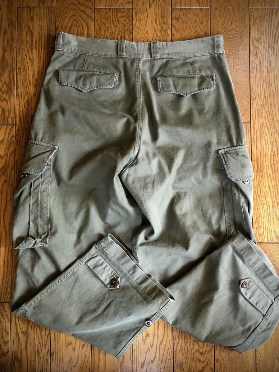 [ fine quality cloth ]m47 latter term cotton France army French military cargo pants Vintage Vintage herringbone 